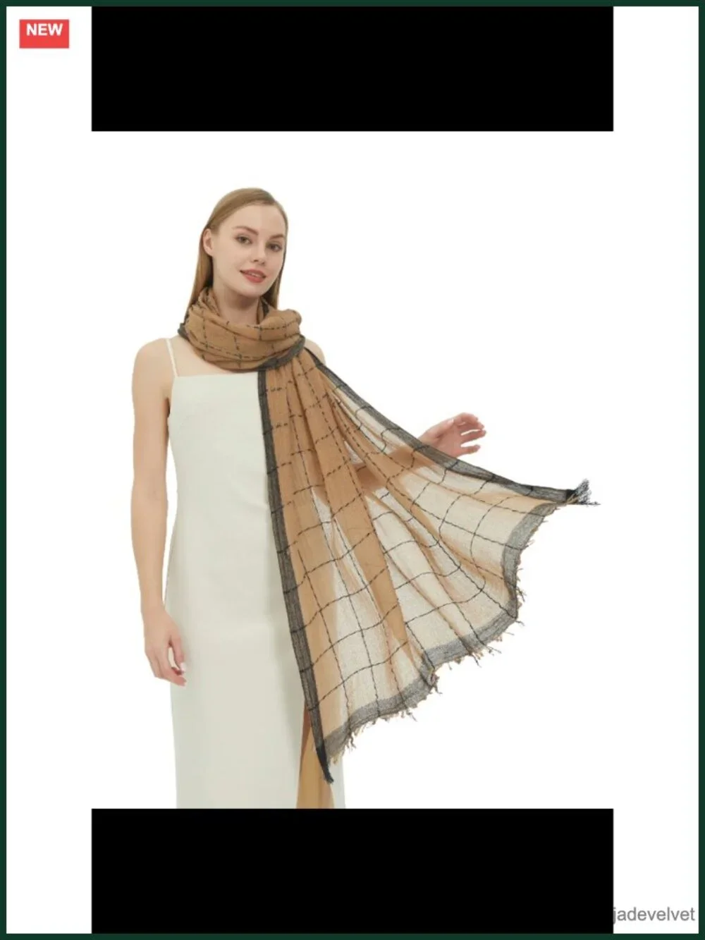Fashion Scarf with Lurex Lightweight Shawl for Women Plaid Large Party Wrap